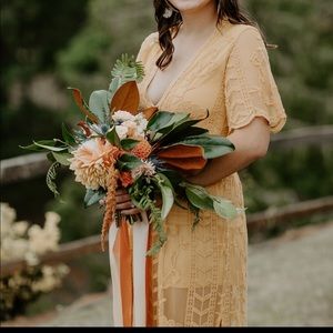 Mustard Yellow Lace Romper Maxi Dress